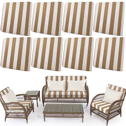Gray 8Pcs Outdoor Stretch Sofa Cushion Covers R3680