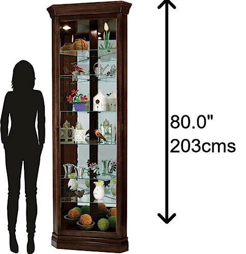 Espresso Curio Cabinet with Six Glass Shelves and Locking Door M385