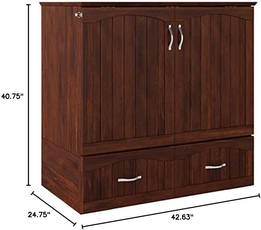 Twin XL Size Murphy Bed in Walnut Wood with Storage L16334