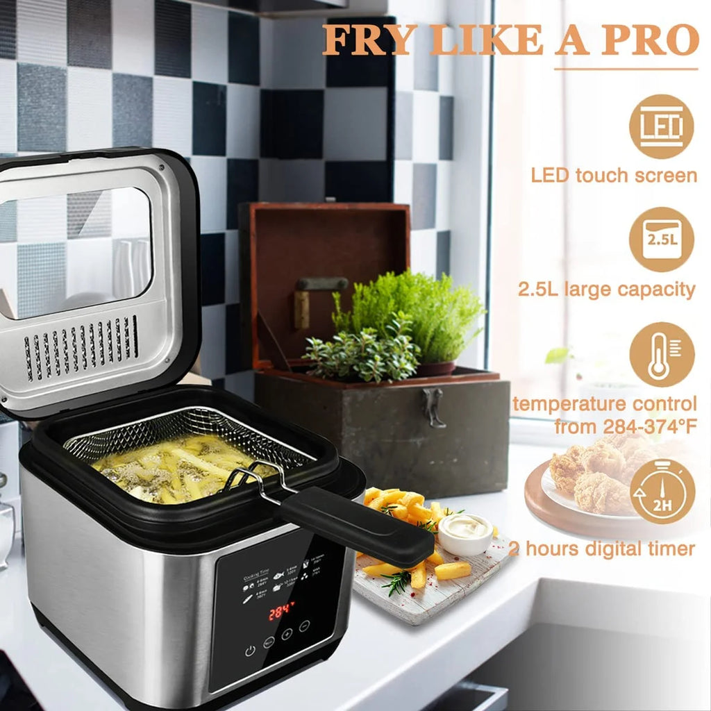 Stainless Steel Electric Deep Fryer with Basket, 2.5l S904