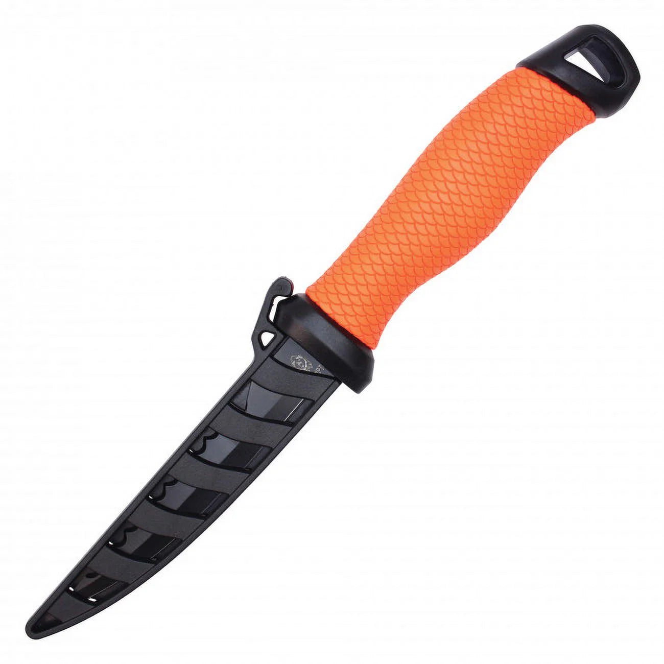 10.5" Gut Hook Filet Knife Orange Handle with Black Sheath L1401