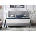 King Grey Linen Vertical Tufted Platform Bed R55092