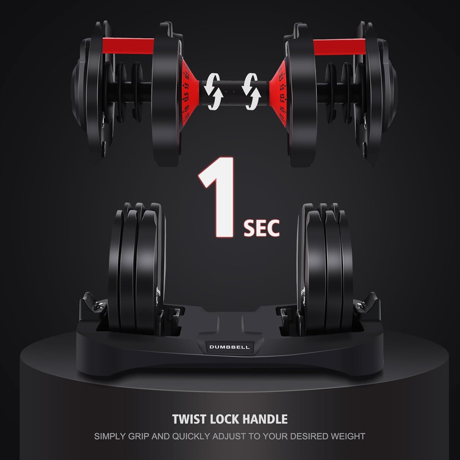 53LB 15 in 1 Adjustable Dumbbell Set with Anti-Slip Handle K7925