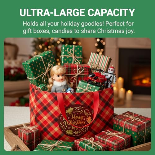 20 Pack Assorted Sizes Non-Woven Christmas Gift Bags with Handle C428