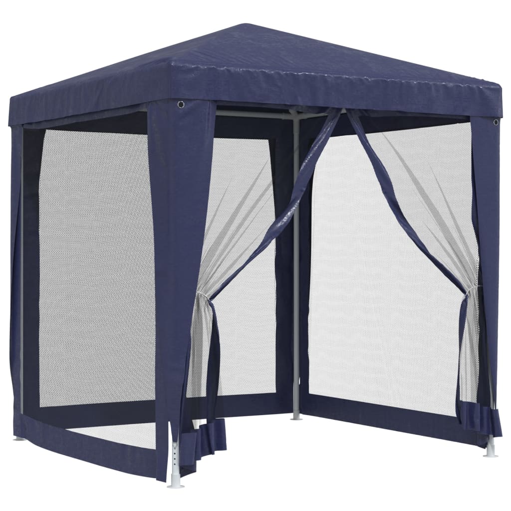 Blue 6.6'x6.6' HDPE Party Tent with 4 Mesh Sidewalls F57881