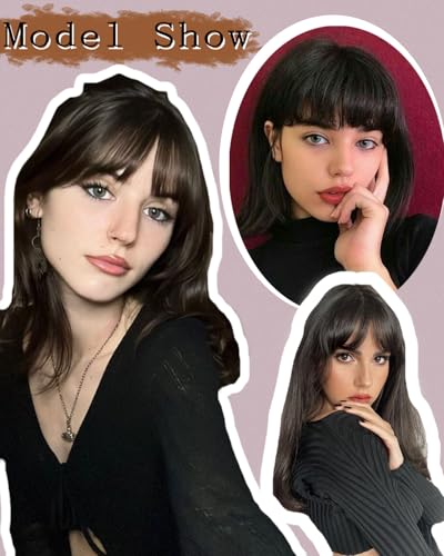100% Real Human Hair Wispy Bangs Light Brown N654