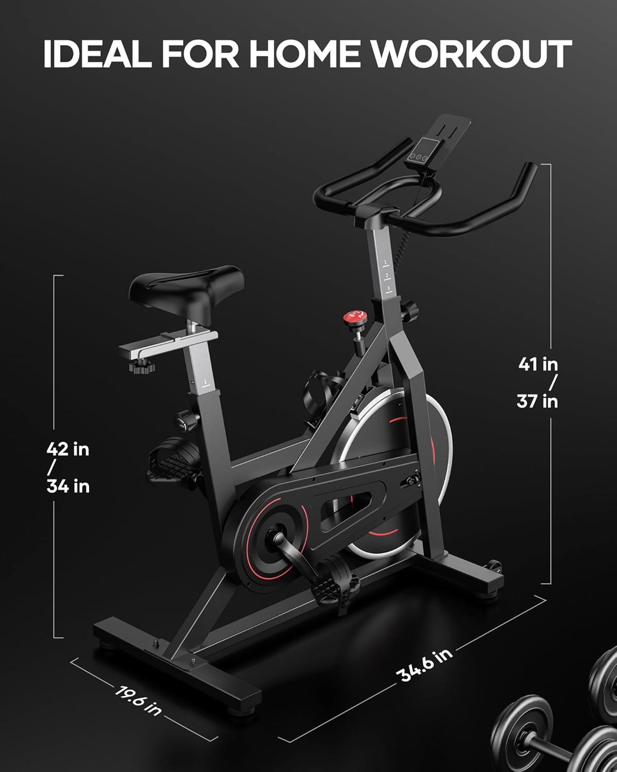 Indoor Cycling Bike with Resistance Seat Cushion LCD Monitor Belt Drive I38549