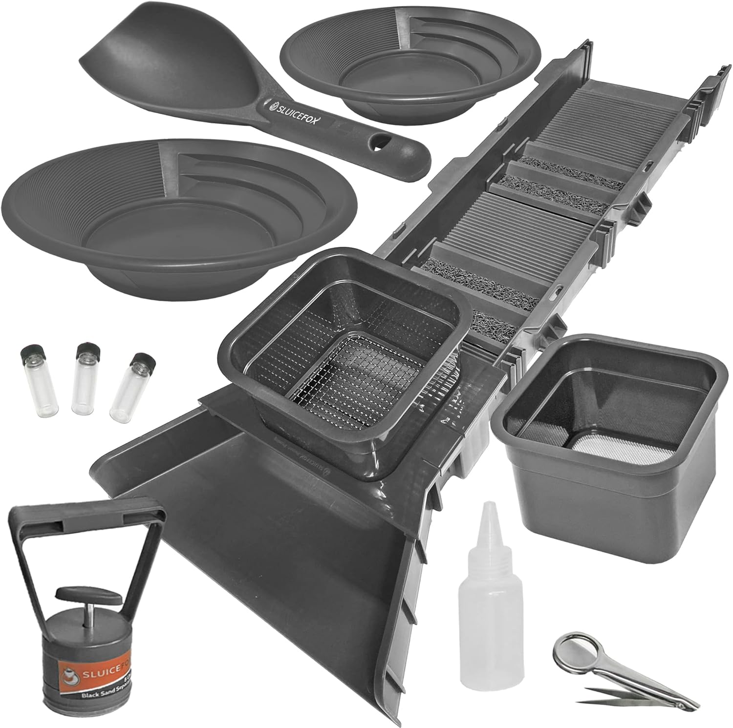 Compact Gold Panning Kit with 2 Classifier Sifting Pans (Black) F324793