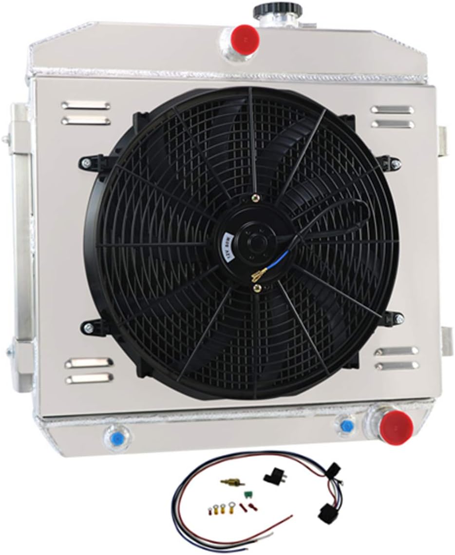 4 Row All Aluminum Radiator with Fan Shroud and Thermostat Relay Kit M4360
