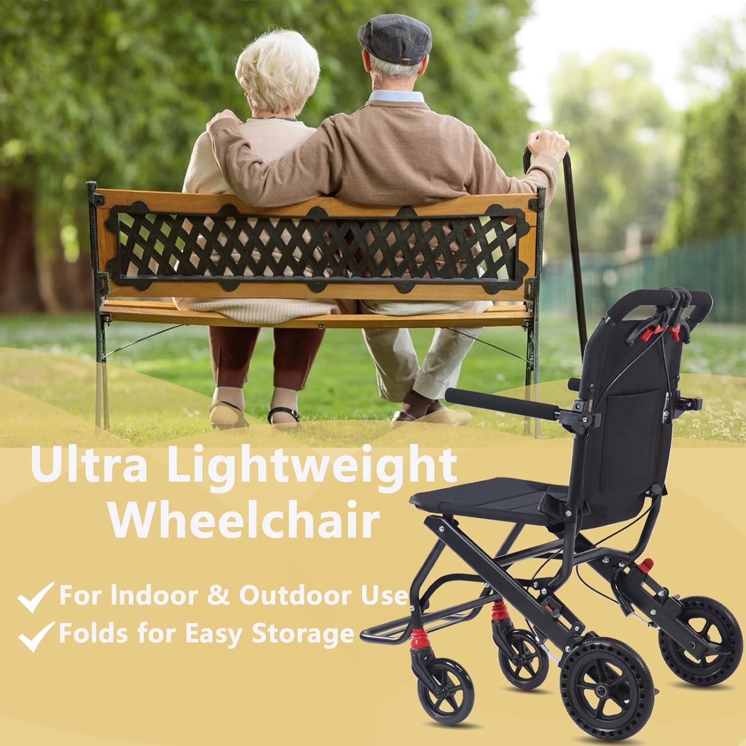 Ultra-Light Portable Folding Wheelchair with Handbrake P228