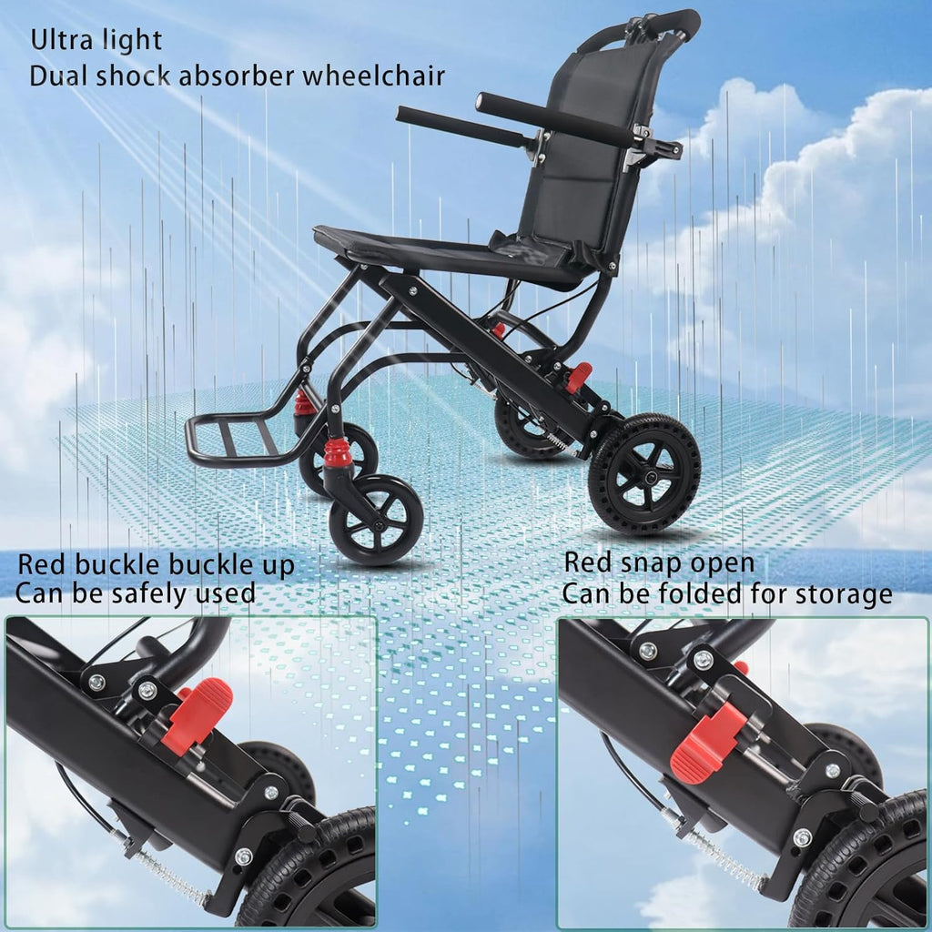 Ultra-Light Portable Folding Wheelchair with Handbrake P228