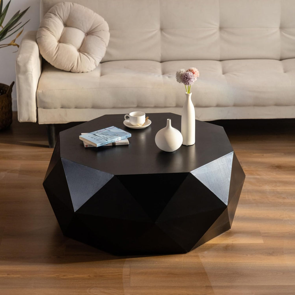Black Round Wood Coffee Table K154