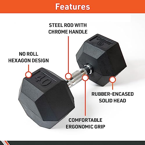 Pair Rubber Encased Hex Dumbbell M46289