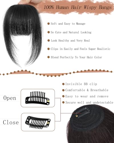 100% Real Human Hair Wispy Bangs Light Brown N654