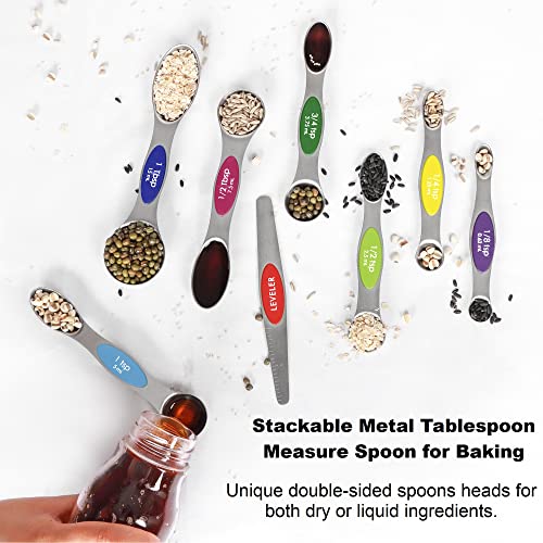 Magnetic Stainless Steel Measuring Spoons Set with Leveler L3794