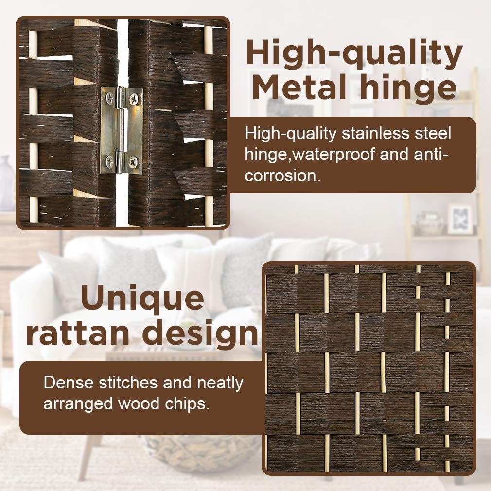 Brown 6 Panel Wooden Folding Room Divider with Shelves A4265
