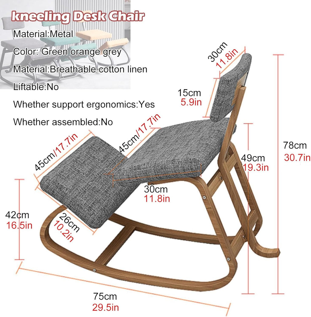 Gray Ergonomic Kneeling Chair with Back Support W219