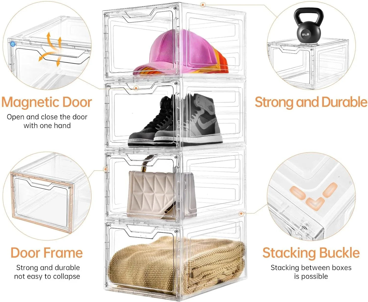 6 Pack Clear Stackable Plastic Storage Bins with Lids X32902