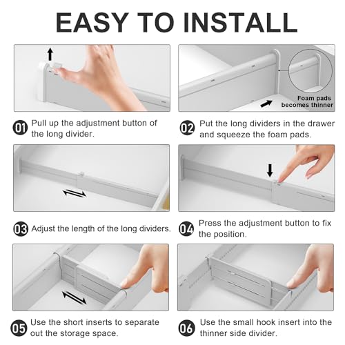 Gray Adjustable Drawer Dividers with Inserts Z6170