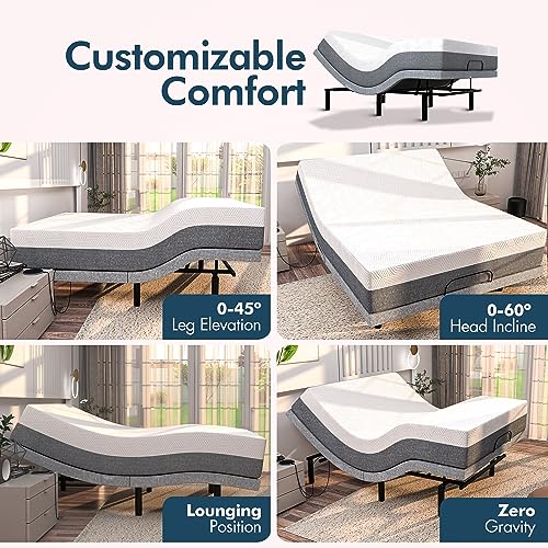 Split King Adjustable Bed Frame with Cooling Gel Mattress A713390
