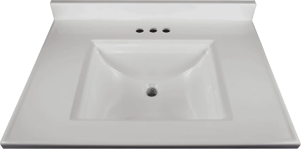 White 2-Door Bathroom Cultured Marble Vanity Top Y750073