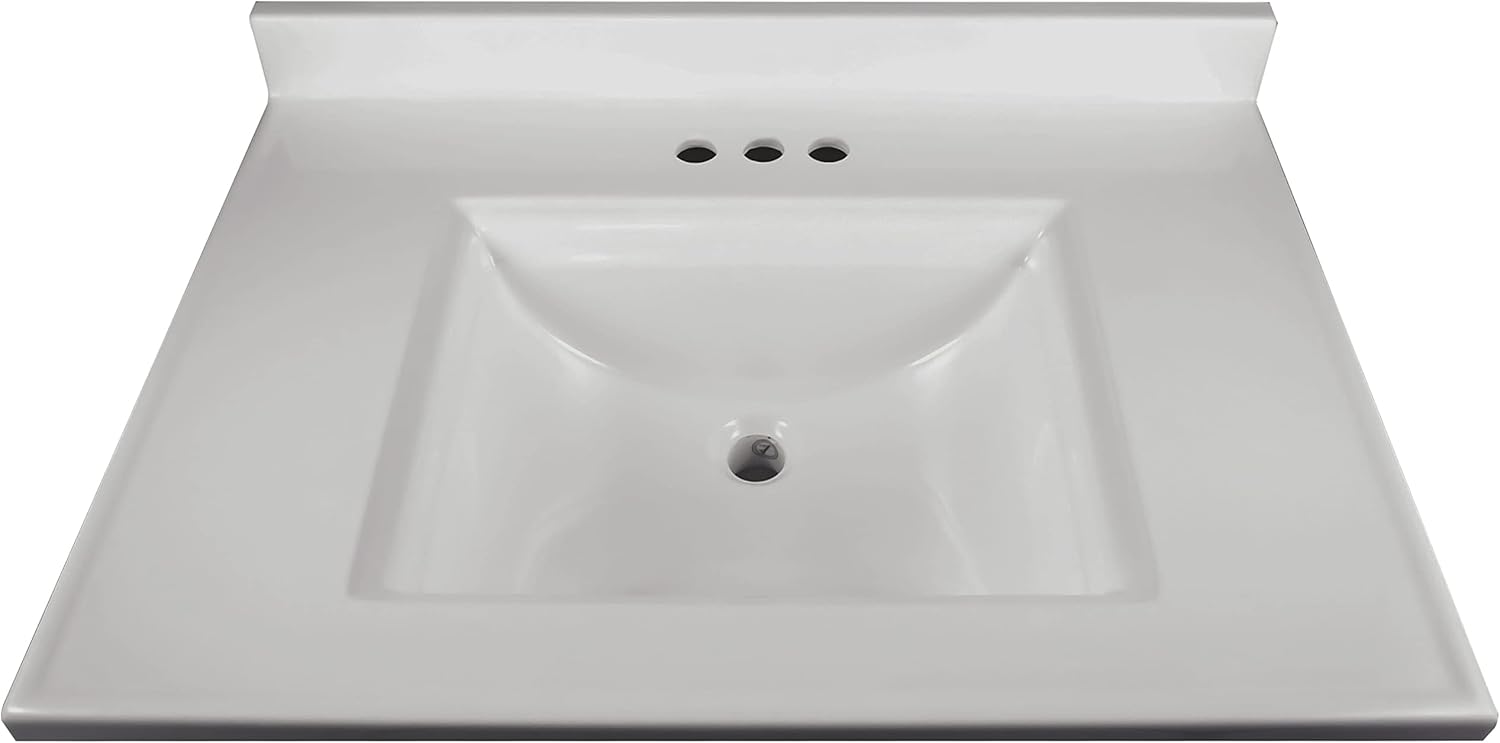 White 2-Door Bathroom Cultured Marble Vanity Top Y750073