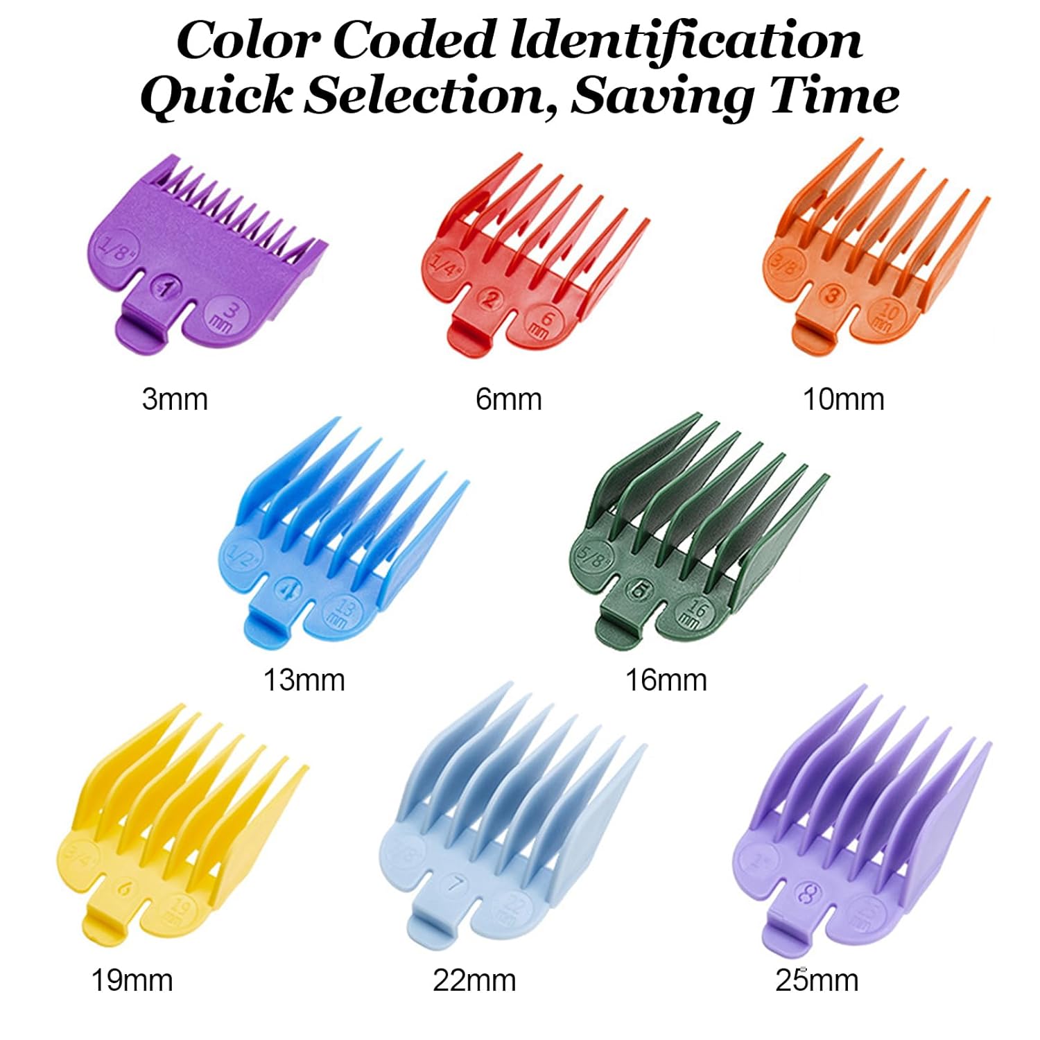 Hair Clipper Guards for Wahl Clippers from 1/8" to 1" E3586