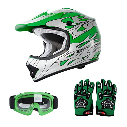 Red Spider Design Motorcycle Helmet with Goggles and Gloves Small G2695