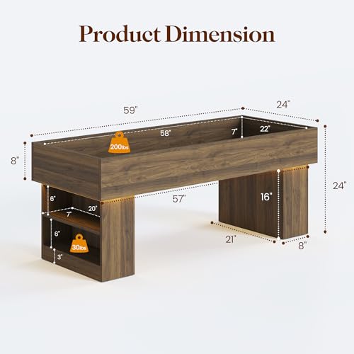 Walnut Wooden Pet Bed with 2 Cushions and Led Light C720088