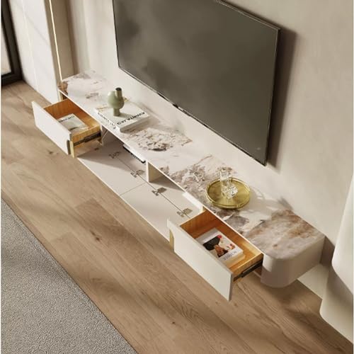 Floating TV Stand with Slate Tabletop, Wall Mounted TV Shelf, Wood Storage Hutch, 70.8/78.7 Inch X1033