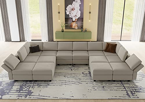 Oversized Modular U Shaped Sectional Sofa with Storage Velvet Black I463430