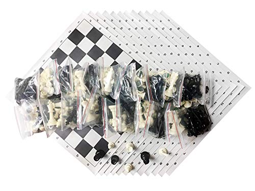 Tournament Chess Set with Filled Chess Pieces and Black Roll-Up Vinyl Chess Board C436