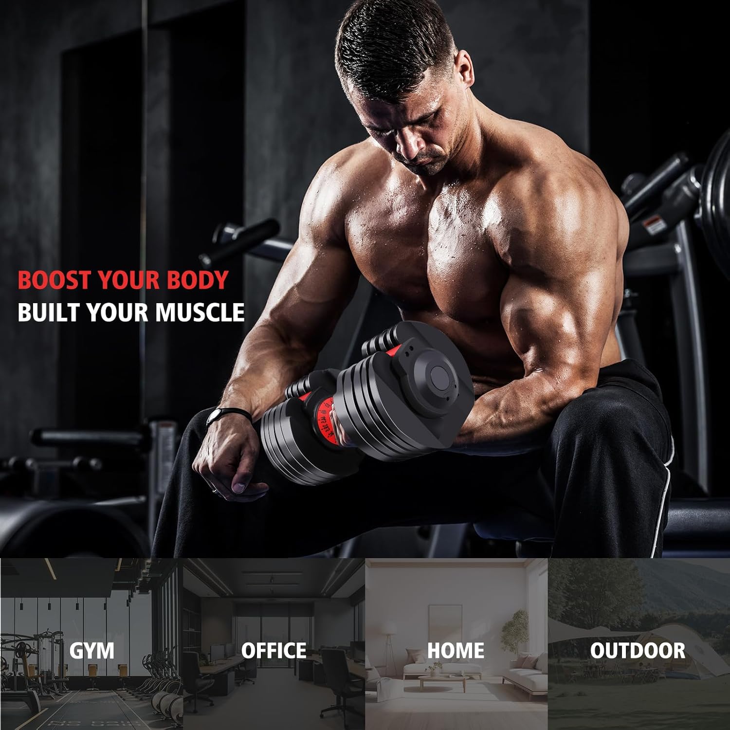 53LB 15 in 1 Adjustable Dumbbell Set with Anti-Slip Handle K7925