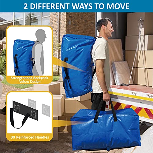 6 Pack Heavy Duty Extra Large Moving Bags with Backpack Straps & Vacuum Storage Bags X995252