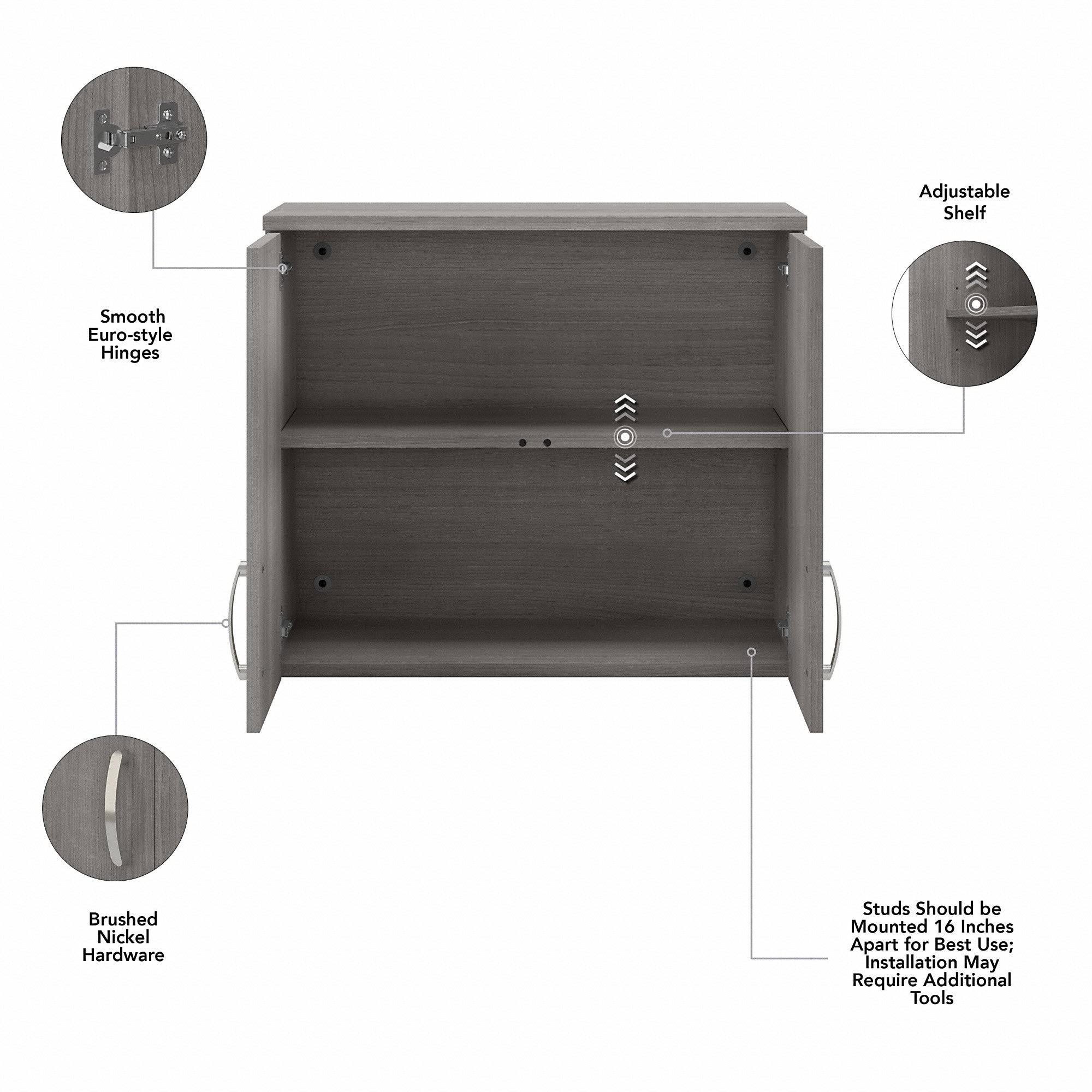 Platinum Gray Wall Cabinet with Doors and Shelves M9048