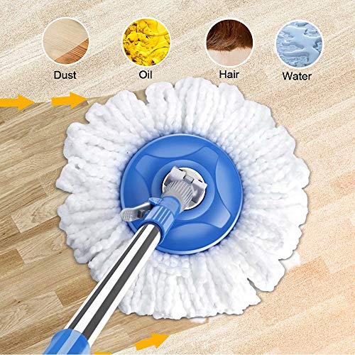 Mop Bucket with Wringer Set, Stainless Steel Handle, 5 Microfiber Replacement Heads, 1 Floor Brush Mop Head R13388