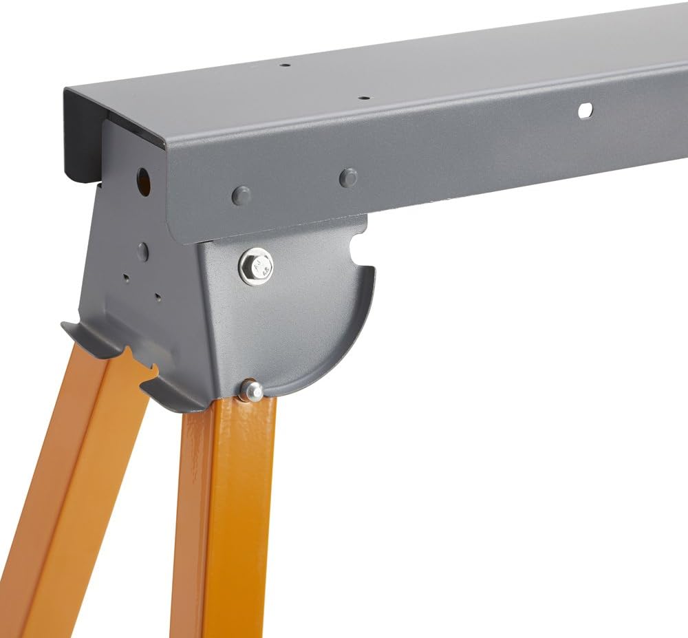 Orange Steel Folding Sawhorse Pair, 33-Inch Tall, 1000lb Capacity H63858