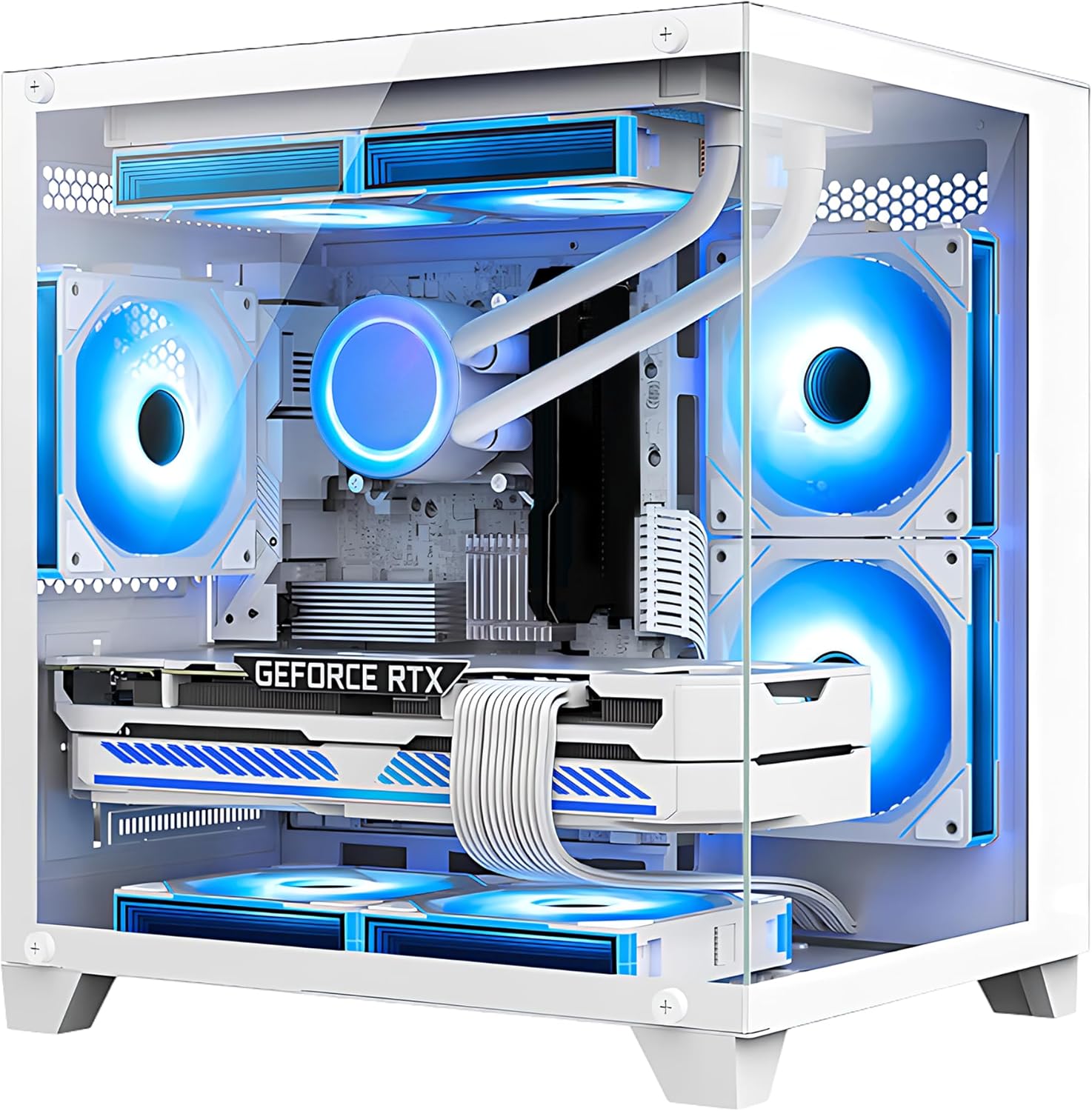 White Gaming PC with AMD Ryzen 5 5600X RTX 4060 16GB DDR4 RAM 1TB M.2 SSD W672