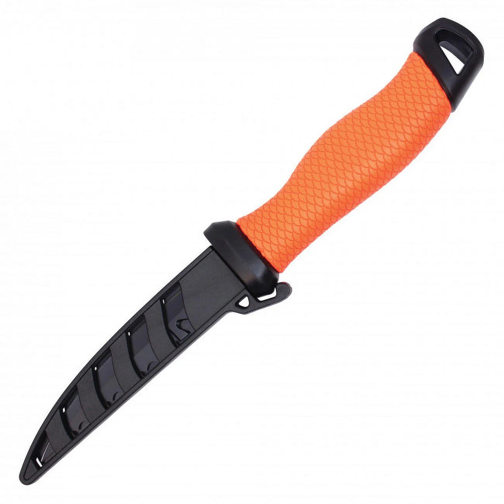 10.5" Gut Hook Filet Knife Orange Handle with Black Sheath L1401