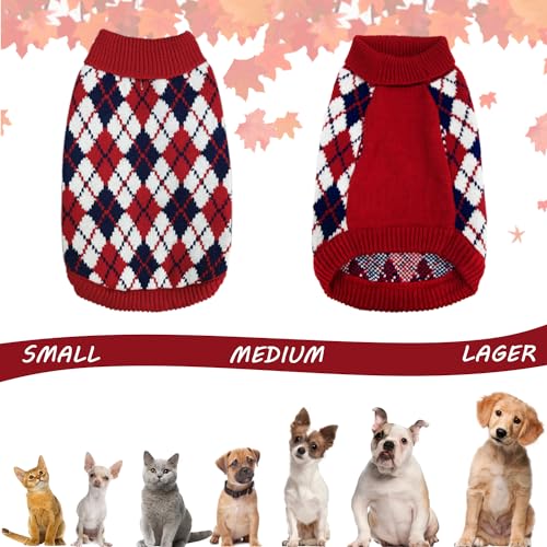 Red Argyle Knit Dog Sweater A62155