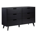 Black 6 Drawer Wood Dresser V4480