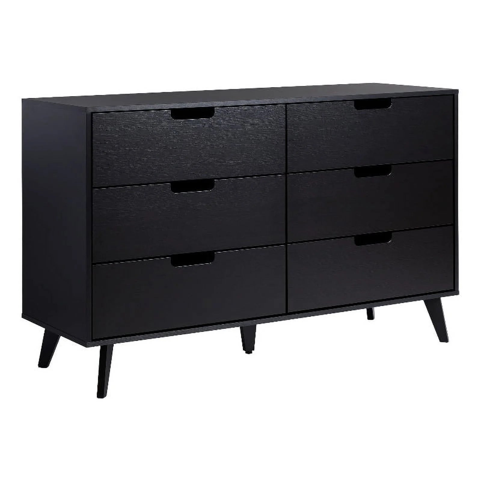 Black 6 Drawer Wood Dresser V4480