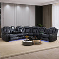 Black Leather Power Reclining Sectional Sofa J11833