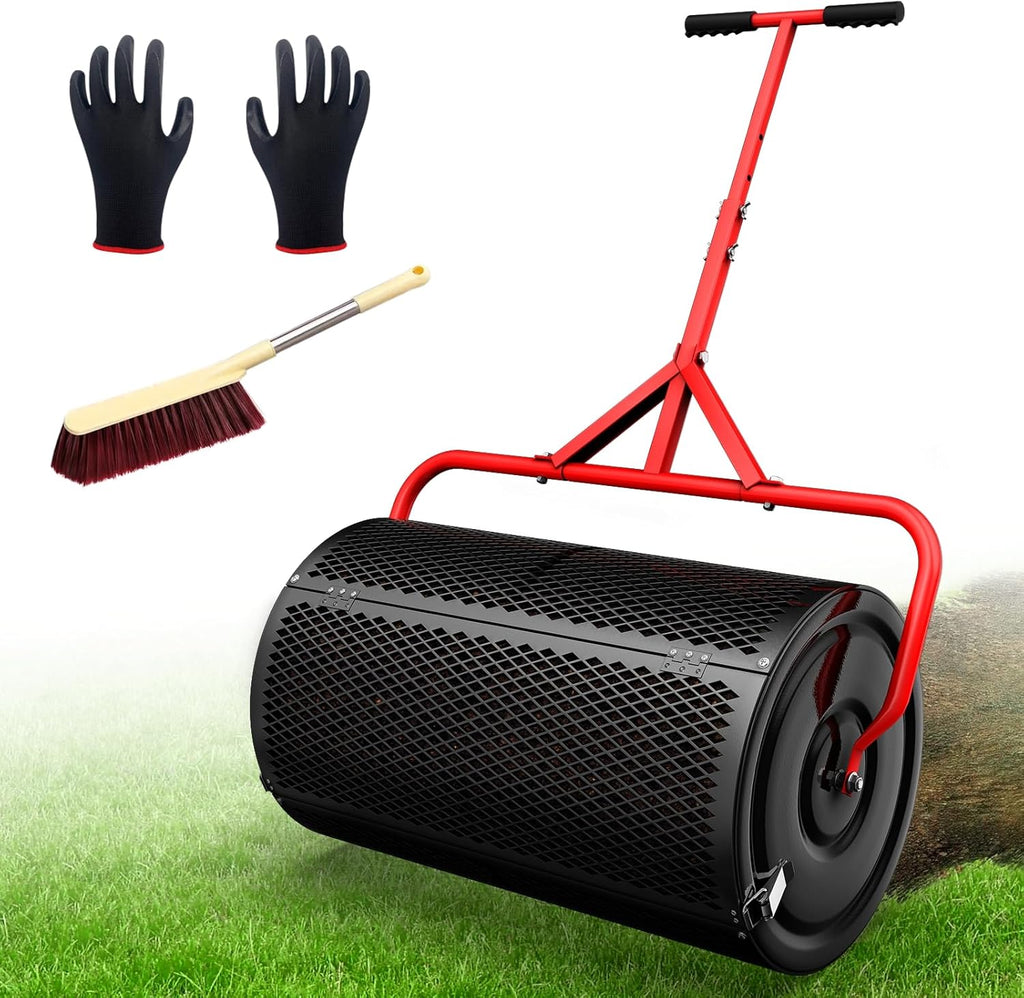 24 Inch Compost Roller Spreader with Adjustable T-Shaped Handle G858
