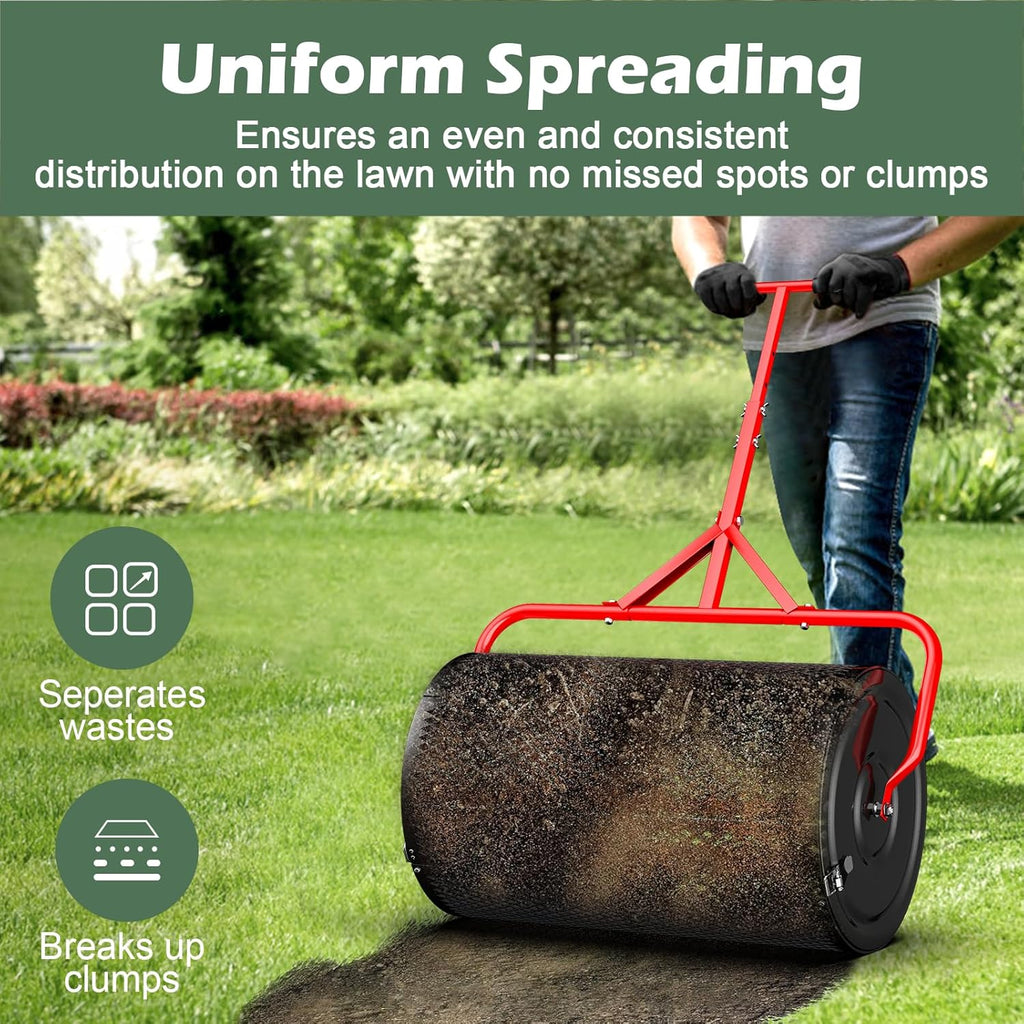 24 Inch Compost Roller Spreader with Adjustable T-Shaped Handle G858