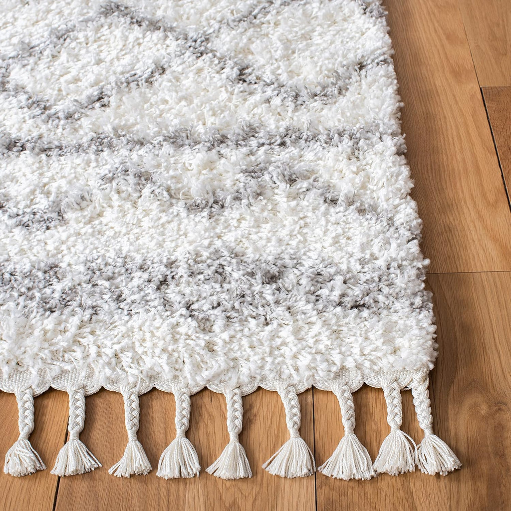 9' x 12' Ivory Grey Shag Area Rug E38204
