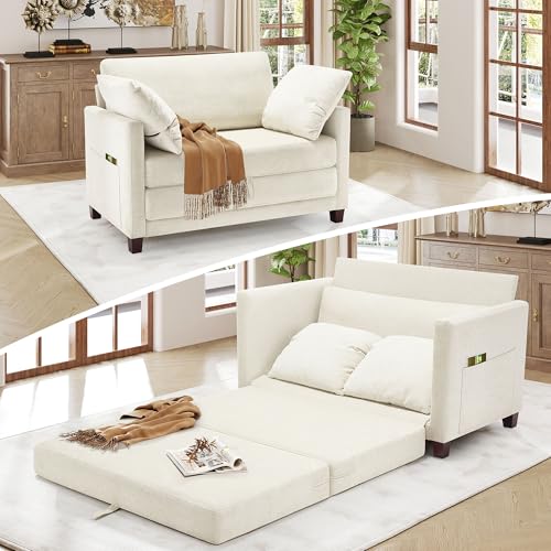 Blue Chenille Convertible Floor Sofa Bed with 2 Pillows Y42816