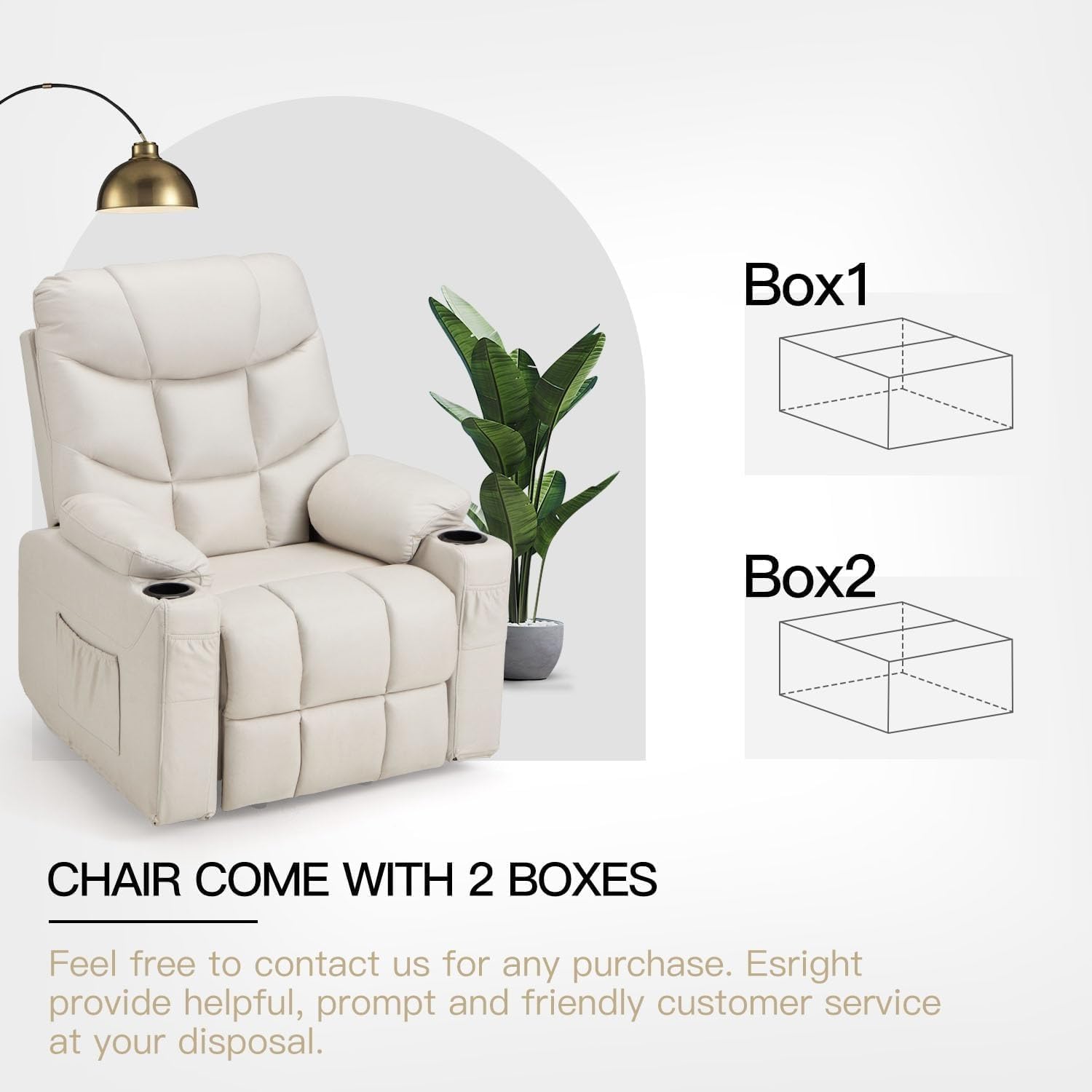 Dual Motor Power Lift Recliner Chair with Massage and Heat, Cup Holders Side Pockets N589