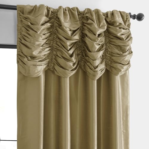 Ruched Faux Dupioni Silk Curtains 50 X 96 (1 Panel), Flax Gold Z878
