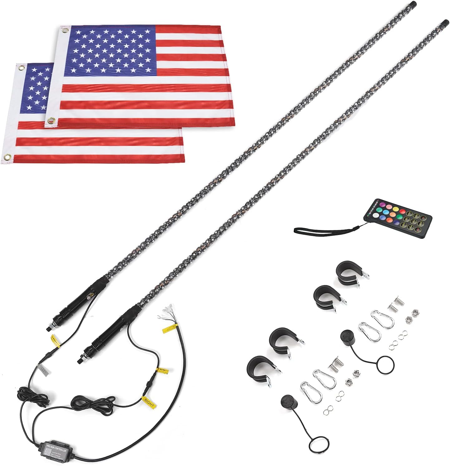 2pcs 3ft LED Whip Lights with Bluetooth U6795